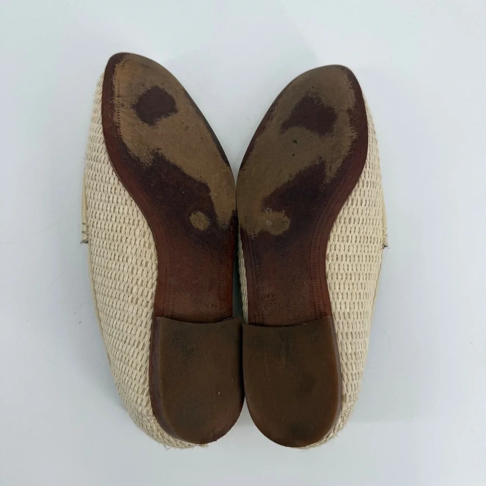 Sam Edelman Loraine Woven Horsebit Loafers Cream Raffia Flat Shoes 7M 903842